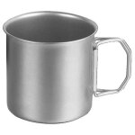 Tasse de camping l�g�re en acier inoxydable avec poign�e pliable ¿ parfaite pour les aventures en plein ...
