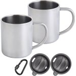 Tasse inox camping 2 pcs metal legere mug metallique randonnee double paroi 400ml mug caf voiture avec ...