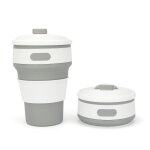 Tasse pliable en silicone 350 ml (gris) tasse a caf� tasse de voyage isolation r�utilisable tasse de ...