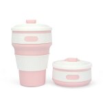 Tasse pliable en silicone 350 ml (rose) tasse a caf� tasse de voyage isolation r�utilisable tasse de ...