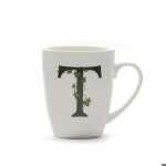 Tasse - la porcellana bianca - atupertu - 380 ml - c�ramique - motif floral et lettres