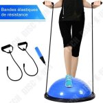 Td demi - ballon d'entranement 46 cm avec cbles de rsistance / pompe yoga / gymnastique, bleu / ...