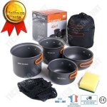 Td kit pots camping inox cuillere eponge cuisine barbecue vaisselle exterieur pique nique inoxydable ...