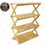 Td� support portable camping en plein air pique - nique vaisselle table de rangement bois de bambou pliant ...