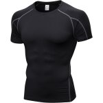 Tee shirt compression homme manches courtes, t shirt sport schage rapide respirant maillot running baselayer ...