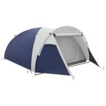 Tente de camping 3 - 4 pers. - 2 portes - dim. 3, 2l x 2, 4l x 1, 3h m - sac transport inclus - bleu ...