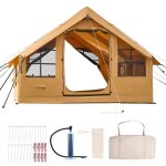 Tente de camping gonflable - duoku - 4 x 3 x 2, 2 m - tente de glamping pour 5 a 8 personnes avec pompe ...