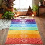 Tenture murale en polyester style bohme indien, couverture mandala, tapisserie colore, rayures arc ...