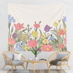 Tenture murale en tissu imprimé floral hipster, tapisserie décorative moderne pour dortoir, salon, salle ... Tenture murale en tissu imprimé floral hipster, tapisserie décorative moderne pour dortoir, salon, salle ...