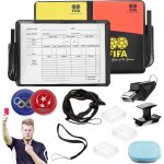 Teppc - lot de cartes d'arbitre de football avec carte d'arbitre en pvc rouge et jaune, cordon a sifflet, ...