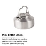 Th�i�re mini cls pour l'ext�rieur 1l en acier inoxydable 304 ultra l�ger portable pour camping et caf�, ...