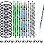 Tianyi - 12 crayons de football avec gomme + 12 gommes de football en plastique + 12 bracelet tress ...