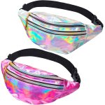 Tianyi - 2 pack sac banane femme, banane sacoche, banane holographique femme accessoires des annes 80 ...