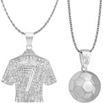 Tianyi - 2 pièces collier ensemble - 1 collier numéro 7 pendentif maillot football et collier football ... Tianyi - 2 pièces collier ensemble - 1 collier numéro 7 pendentif maillot football et collier football ...