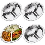 Tianyi - lot de 4 assiettes circulaires en acier inoxydable avec trois compartiments, pour enfants pour ... Tianyi - lot de 4 assiettes circulaires en acier inoxydable avec trois compartiments, pour enfants pour ...