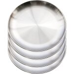 Tianyi - lot de 4 assiettes plates rondes en acier inoxydable pour camping, barbecue et pâtisserie, non ... Tianyi - lot de 4 assiettes plates rondes en acier inoxydable pour camping, barbecue et pâtisserie, non ...