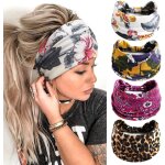 Tianyi - 4 pices bandeau cheveux femme large elastique doux boho bandeau cheveux imprim lopard yoga ...