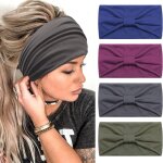 Tianyi - 4 pices bandeau cheveux femme large elastique doux boho bandeau cheveux imprim lopard yoga ...