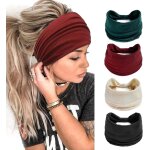 Tianyi - 4 pices bandeau cheveux femme large elastique doux boho bandeau cheveux imprim lopard yoga ...