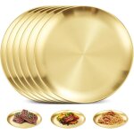 Tianyi - lot de 6 assiettes rondes en acier inoxydable de 17 cm de diamtre, assiettes de camping, assiettes ...