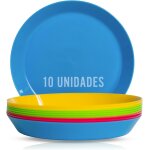 Tianyi - . assiette plastique rigide reutilisable couleurs vives (10 units). vaisselle camping. assiette ...