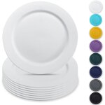 Tianyi - blanc assiettes en plastique de 8 pices 25cm, plates rutilisables, assiettes a salade, bols ...