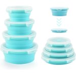Tianyi - bols pliables pour le camping, lot de 4 botes de rangement rondes en silicone avec couvercles, ...