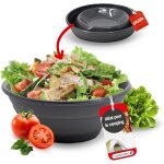 Tianyi - - bol pliable silicone platine 20 cm gris - saladier repliable camping pour conserver, servir ...