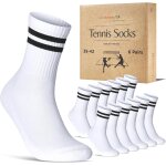Tianyi - chaussettes de sport femme chaussettes de tennis lot de 6 paires crew socks respirantes et renforces ...