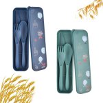 Tianyi - ensemble de couverts de voyage avec etui, 2 couverts de camping en plastique, couvert pique ...