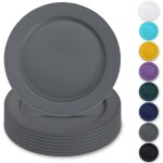 Tianyi - gris assiettes en plastique de 8 pices 25cm, plates rutilisables, assiettes a salade, bols ...