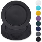 Tianyi - noir assiettes en plastique de 8 pices 25cm, plates rutilisables, assiettes a salade, bols ...