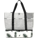 Tianyi - sac de plage en maille cabas femme grand sac isotherme repas homme famille fourre - tout elgant ...