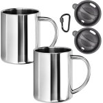 Tianyi - tasse inox camping 2 pcs metal legere mug metallique randonnee double paroi 400ml mug caf voiture ...