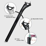 Tige de selle de vélo légère en fiber de carbone, tube de selle réglable pour vélo de route et de montagne ... Tige de selle de vélo légère en fiber de carbone, tube de selle réglable pour vélo de route et de montagne ...