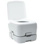 Toilette de camping portable vidaxl grise 10l rservoir d'eau douce et 10l rservoir a dchets