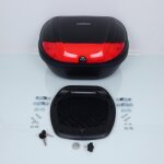Top case biketek top box 52l noir et rouge avec platine pour moto scooter neuf