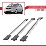 Barres de toit - fly - compatible toyota corolla verso - 3 barres - aluminium - gris