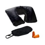 Trade shop - kit de voyage 3 pi�ces. oreiller de voyage, masque facial et bouchons d'oreille