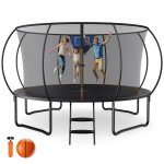 Trampoline de jardin merach, Ø 427cm, filet de s�curit� inclus, id�al pour jeu ext�rieur, rebond puissant ...
