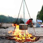 Trpied en alliage d'aluminium a 3 sections pour camping en plein air, pot suspendu, support de tir de ...