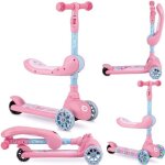 Trottinette bebe momi kiuru 2 - en - 1 rose - rglage en hauteur - led - 3 roues - abec7
