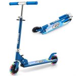 Trottinette enfant pliable 2 roues clignotantes automatiques hauteur rglable costway - bleu