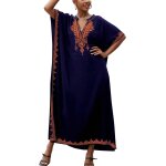 Tuyiu - brod floral loose caftan boho couverture de bikini de plage robe plus robe pour femme
