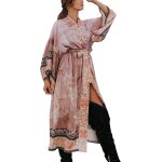 Tuyiu - cardigan en coton pour femme bohme long kimono maillot de bain de plage robe de cover up robe ...