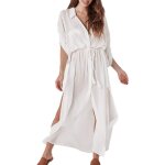 Tuyiu - cardigan en coton pour femme bohme long kimono maillot de bain de plage robe de cover up robe ...