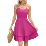 Tuyiu - robe d't pour femme - col en v - bretelles spaghetti - double couche - volants - sans manches ...