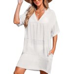 Tuyiu - robe de plage d't pour femme - bikini cover up - tunique de plage - col en v - respirante - ...