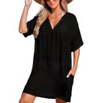 Tuyiu - robe de plage d'été pour femme - bikini cover up - tunique de plage - col en v - respirante - ... Tuyiu - robe de plage d'été pour femme - bikini cover up - tunique de plage - col en v - respirante - ...
