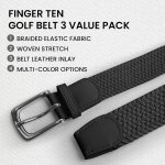 Tzf - golf ceinture unisex elastic tress ceinture pour hommes et femmes 2 pack, vintage tissu elastique ...